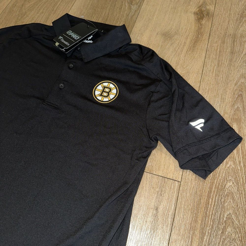 NEW Fanatics Authentic Pro NHL Boston Bruins Men's Medium Black Polo Shirt‎ Top